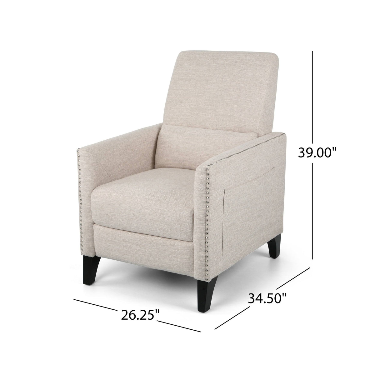 Light Blush Fabric Push Back Recliner N2934