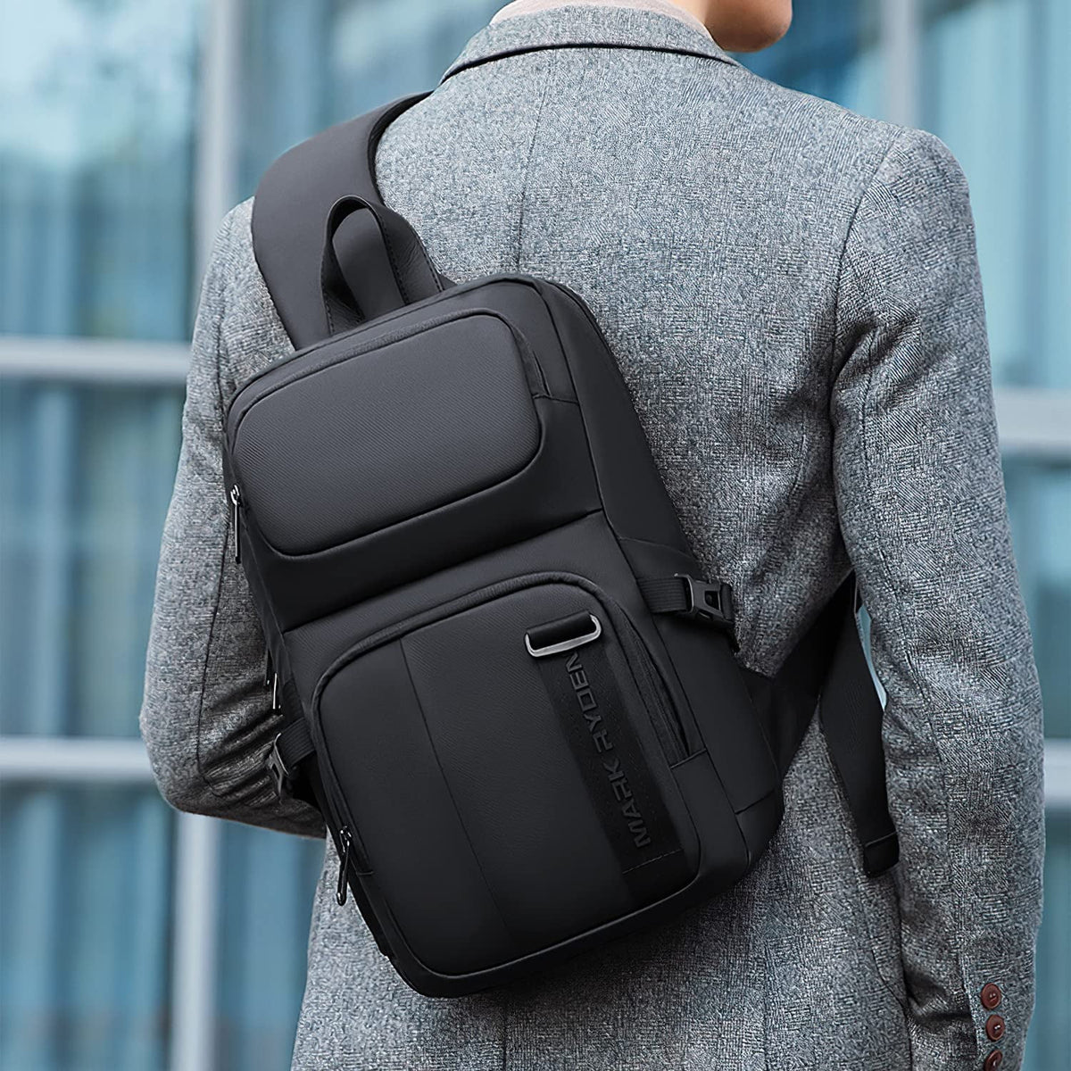 Waterproof Sling Backpack with USB Charging Port and Adjustable Strap M331642