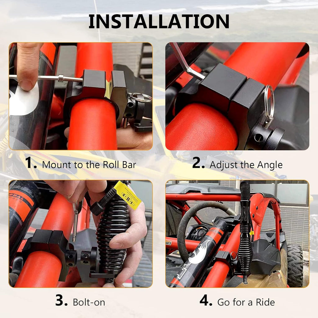 2PCS Quick-Release UTV Flag Pole Mounting Bracket for 1-2in Roll Bar Z1115