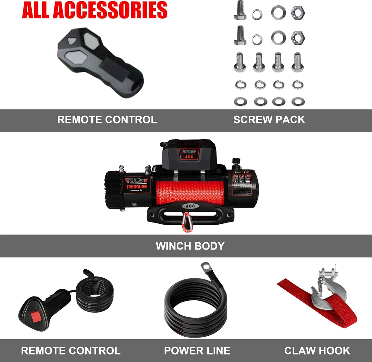 13500 lb Synthetic Electric Winch with Winch Rope L5495
