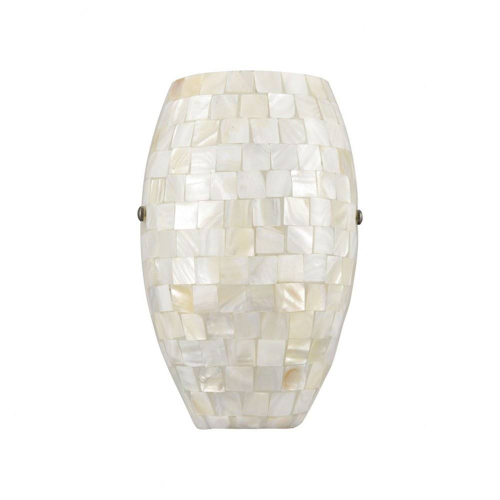 Satin Nickel 1-Light Sconce with Glass/Gray Capiz Shells R16386