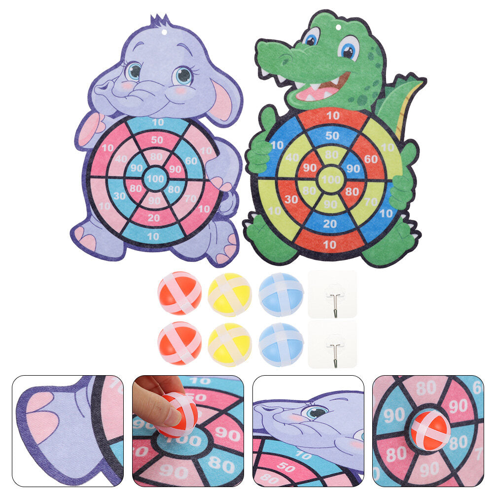 2 Sets Kids Dart Board Game Sticky Balls Cartoon B473137