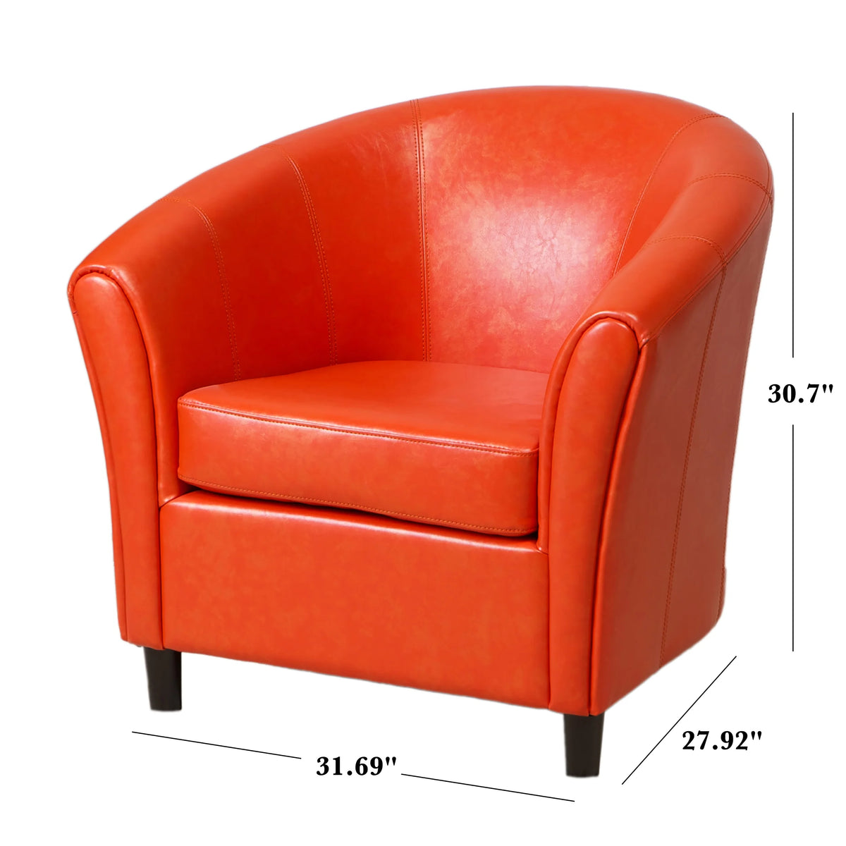 Orange and Dark Brown Bonded Leather Club Chair Q278