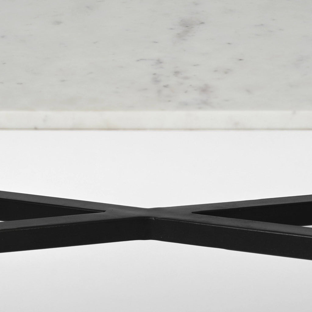 White Marble Top Black Metal Frame Console Table Z438
