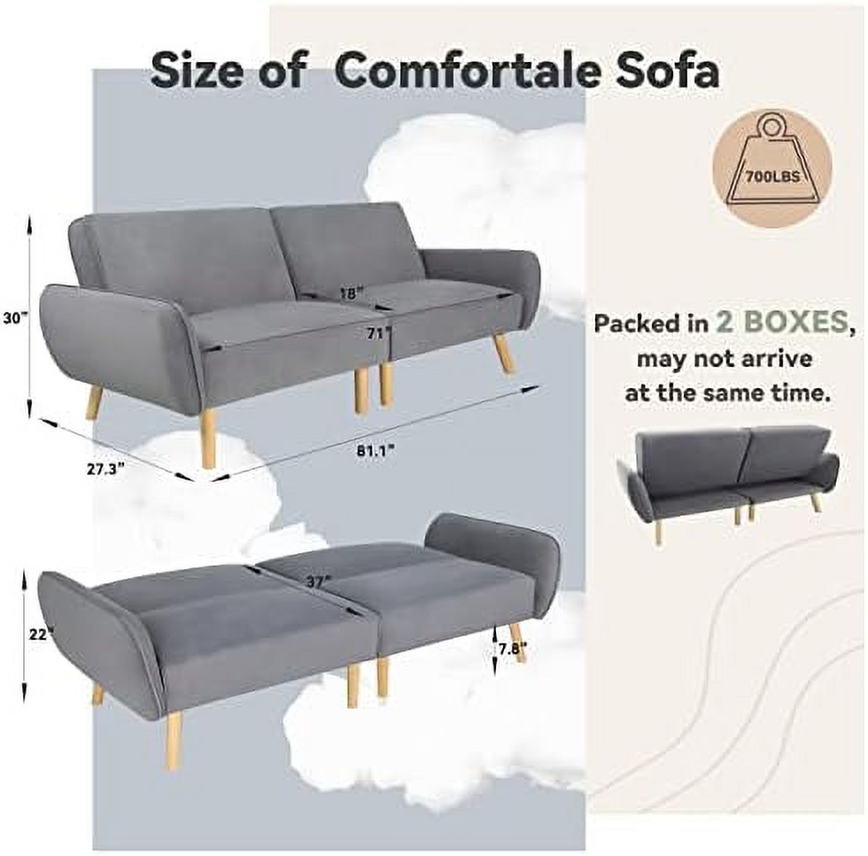 Beige Fabric 2 Seater Loveseat Sofa with Metal Frame T74106