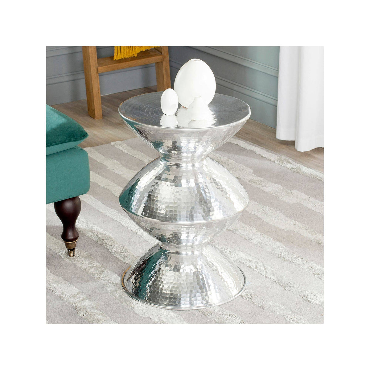Silver Metal Table Stool Y413970