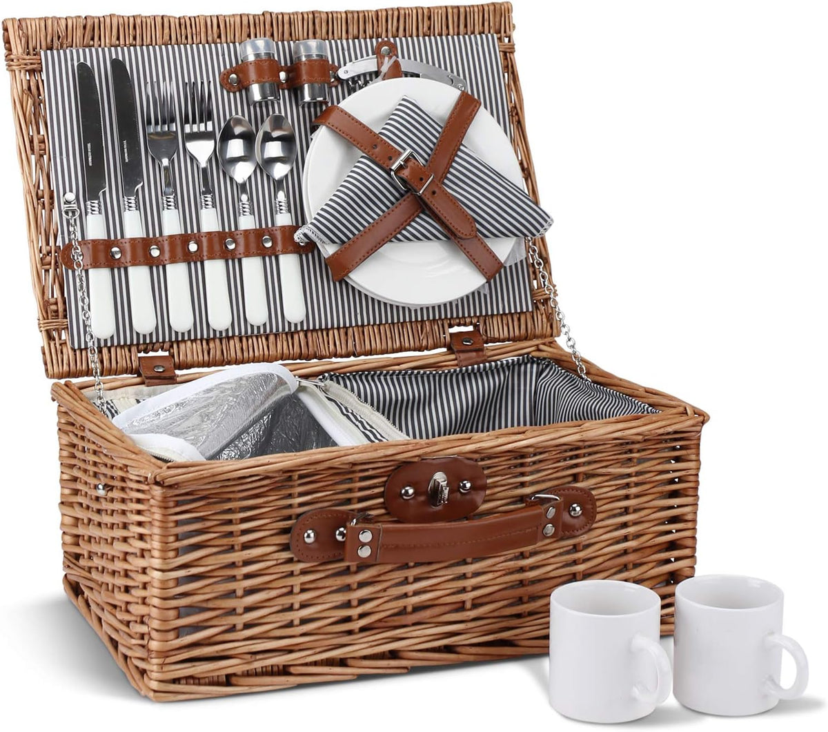 Willow Wicker Picnic Basket Set with Insulated Compartment X931537