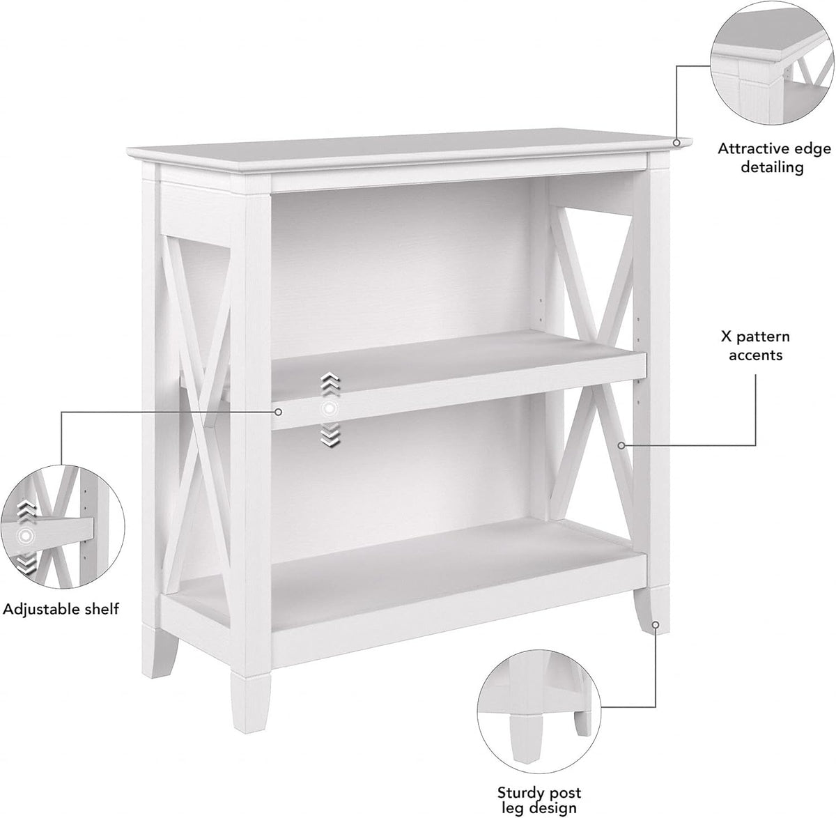 Pure White Oak 2 Shelf Bookcase V52691