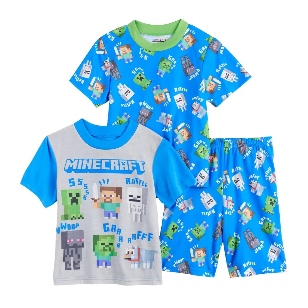 3-piece Poly Pajama Shorts Set M2891