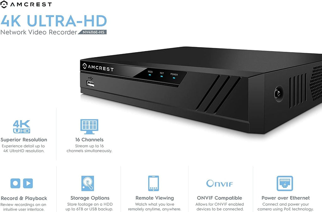 4K 16CH Network Video Recorder with 8-Port PoE F88035