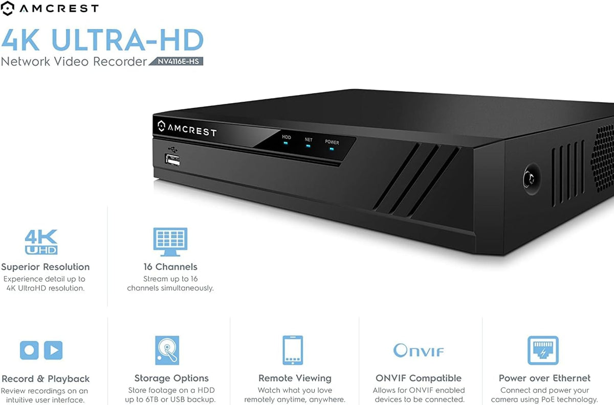 4K 16CH Network Video Recorder with 8-Port PoE F88035