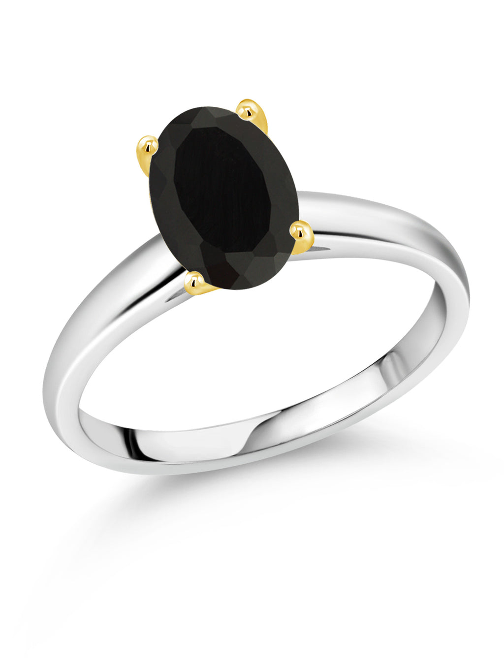 Oval Black Onyx 925 Silver 10K Yellow Gold Ring G227422