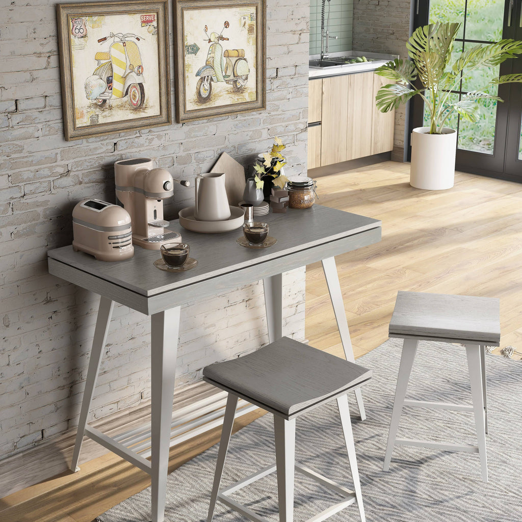 3-Piece Counter Height Table Set Dark Oak X482
