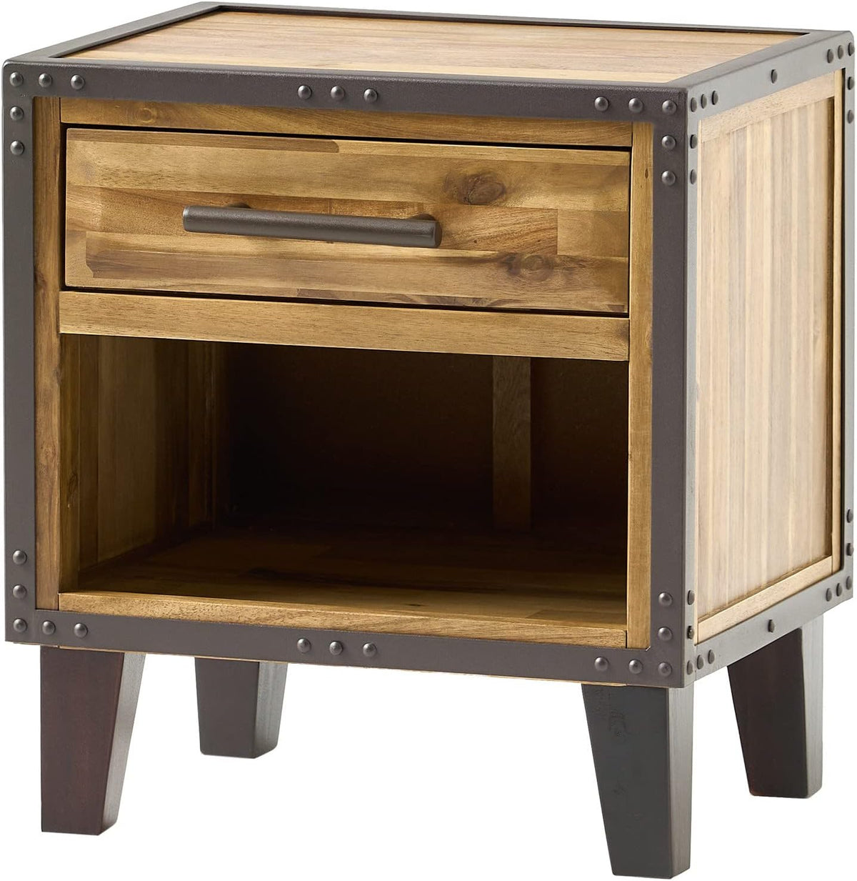 Natural Stained Acacia Wood Two Drawer Night Stand Z879
