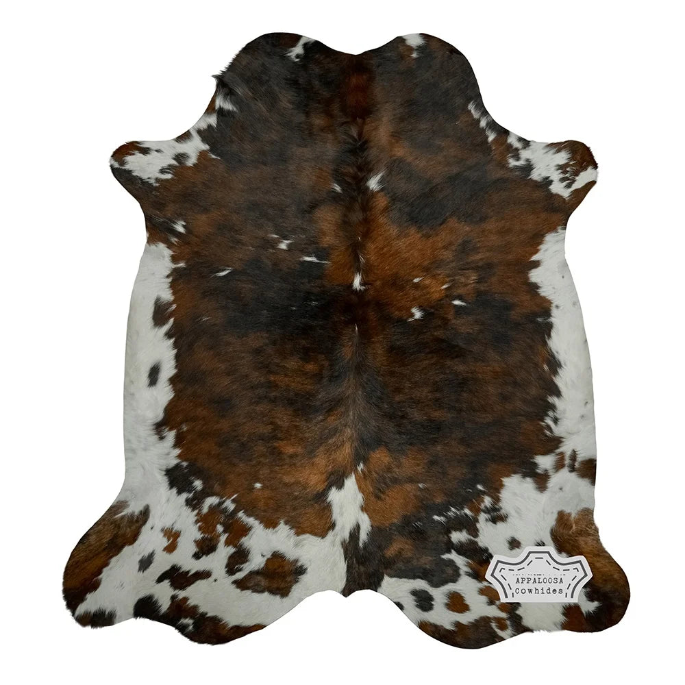 Dark Tricolor Genuine Leather Cowhide Rug, Medium 5' x 7' L399