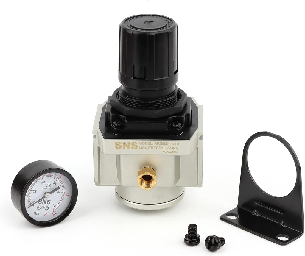Female Thread 1'' NPT Air Pressure Regulator 0-150 PSI Adjustable, Bracket, Gauge Pack of 2 T8935