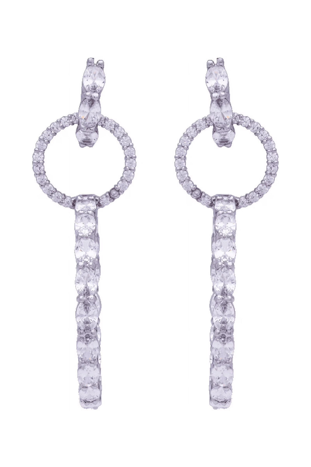 14k White Gold Circle Drop Diamond Earring D288334