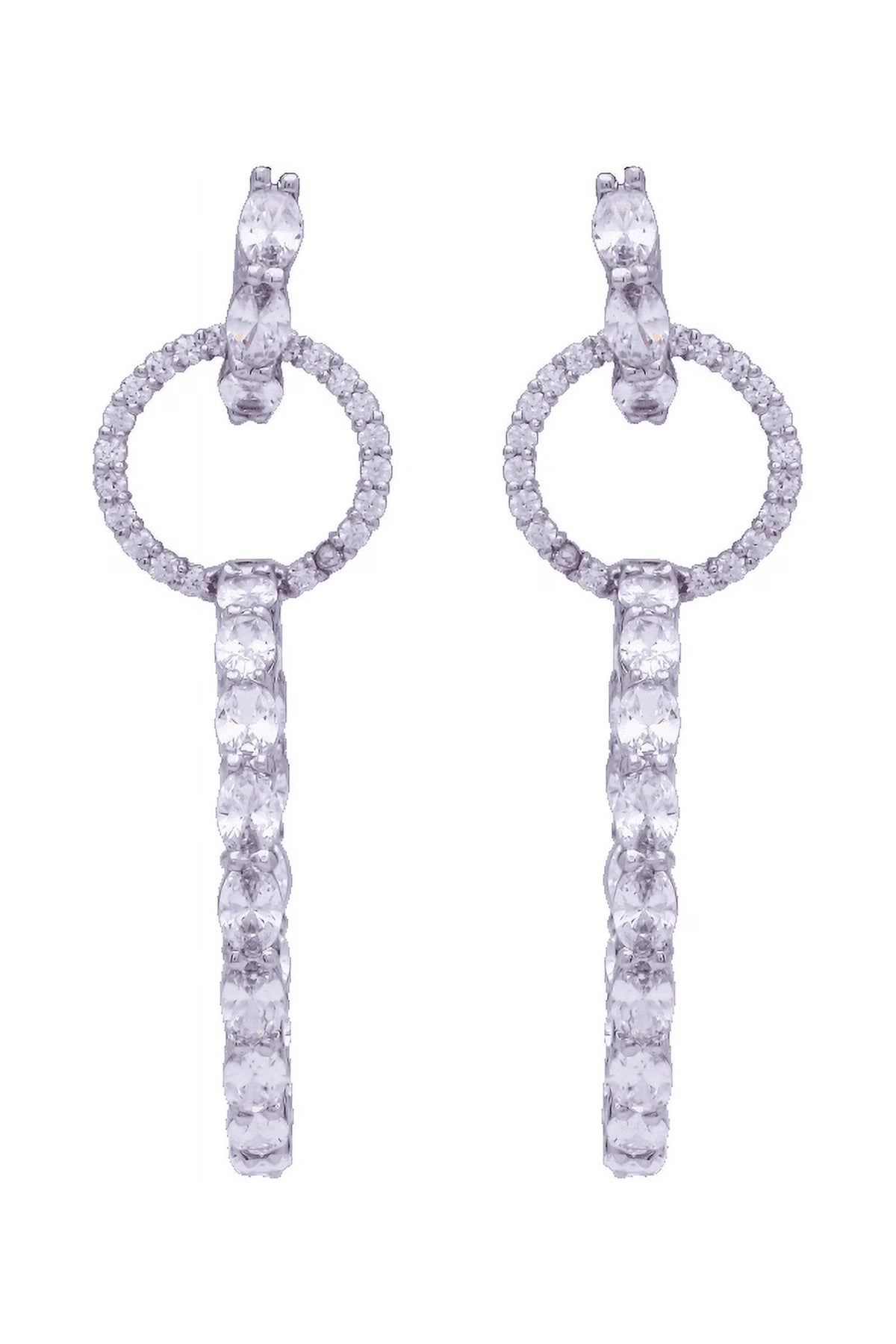 14k White Gold Circle Drop Diamond Earring D288334