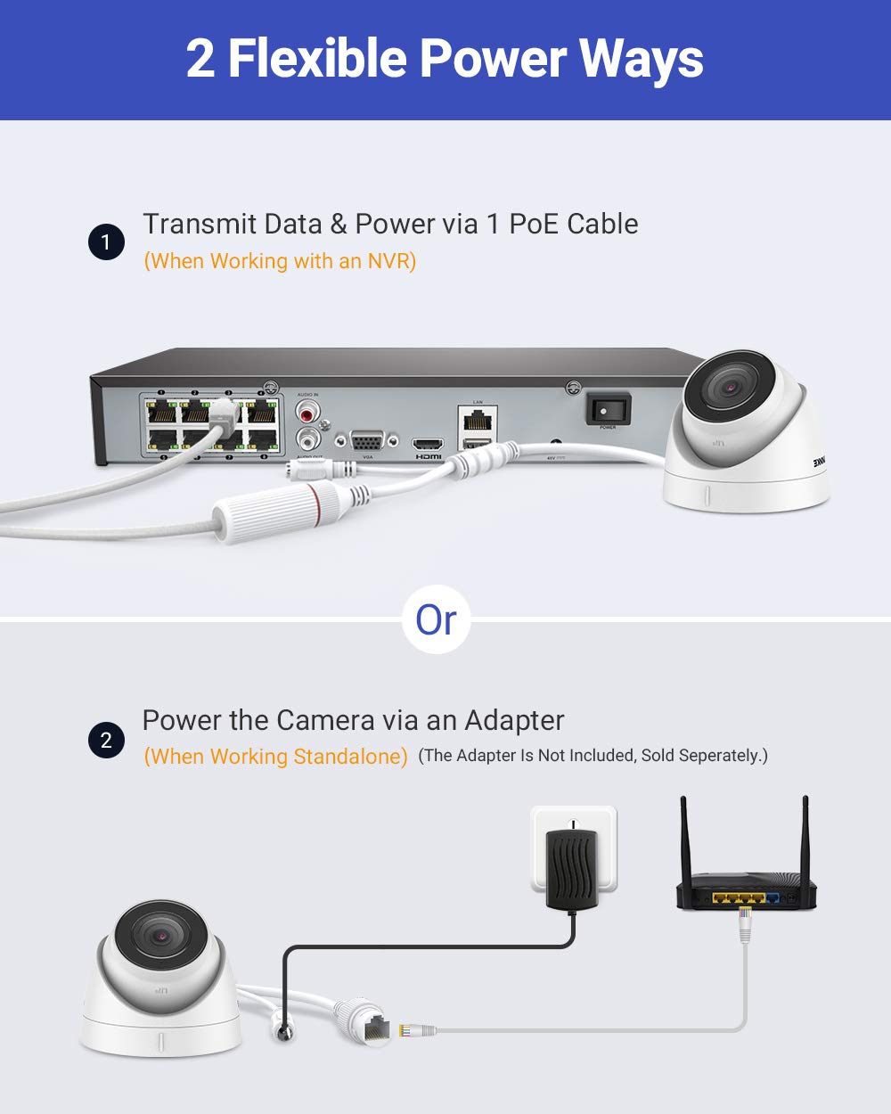 4Pcs 4K PoE Security Cameras with 320ft Cat5e Cable, 8MP Turret IP Camera with Audio, 100ft Night Vision, IP67 Weatherproof U731802