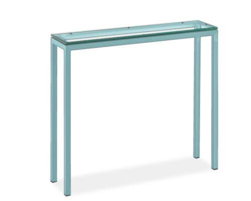 Clear Tempered Glass Console Table with Ocean Blue Base I994