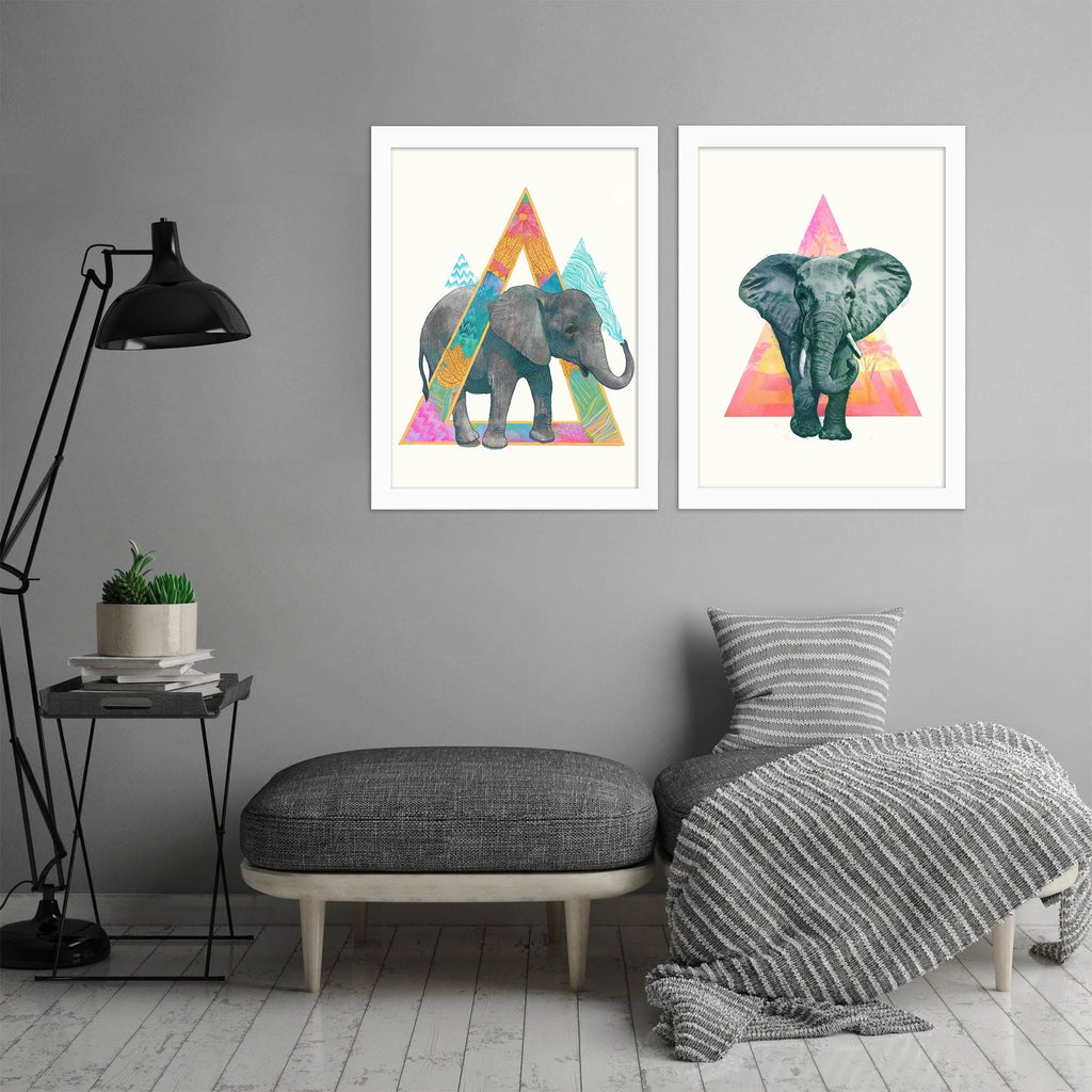2 Piece White Framed Print Set H9412