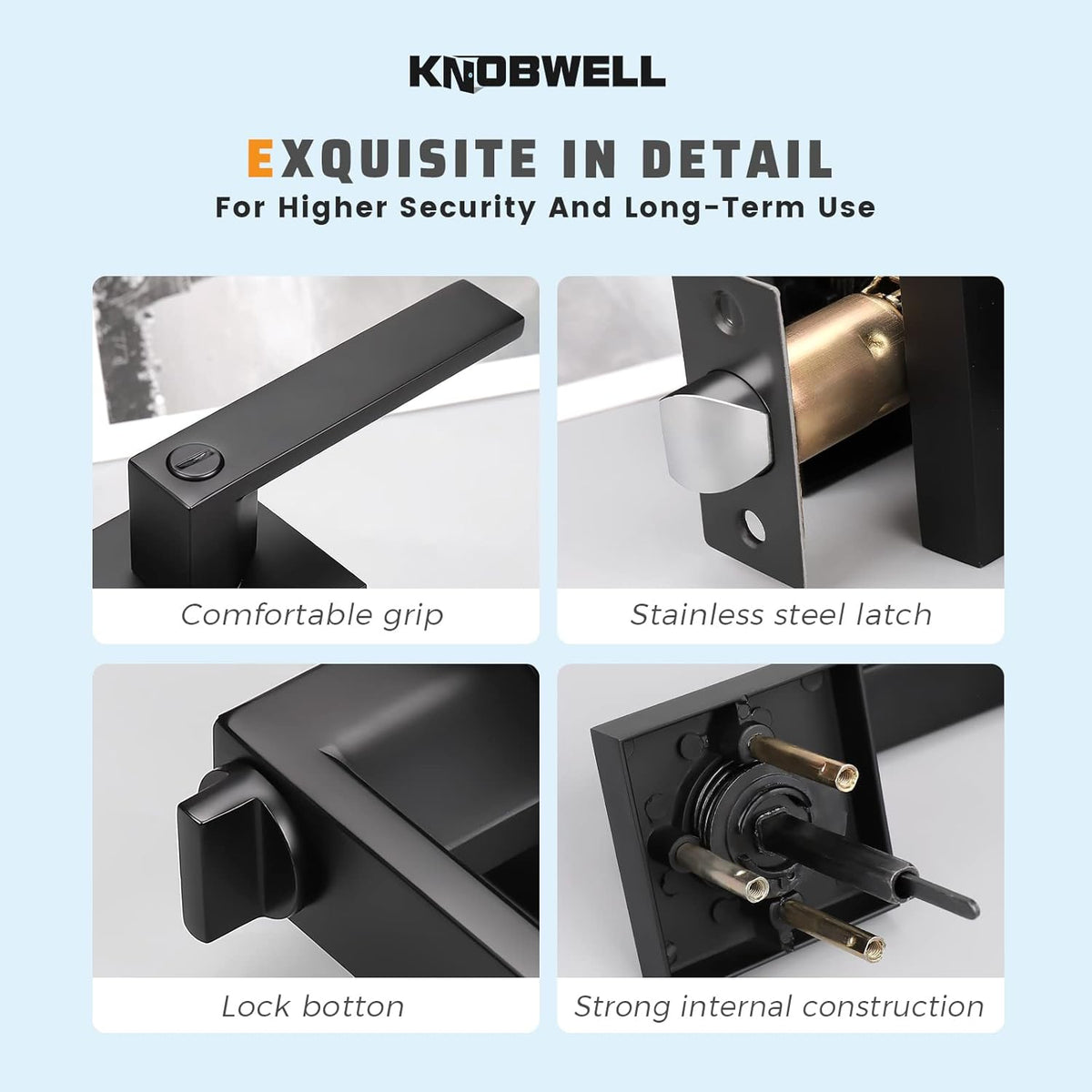 3 Pack Matte Black Interior Door Handles with Lock X760